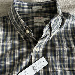 J. Crew Men's Plaid Button-Down Shirt - Blue, Green, and Yellow